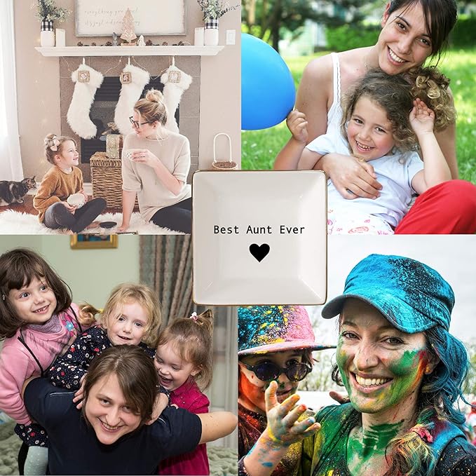 Simply Charmed Best Aunt Ever Gift – Ceramic Jewelry Dish or Ring Holder – BAE Trinket Tray - Elegant Christmas of Birthday Gift for Auntie