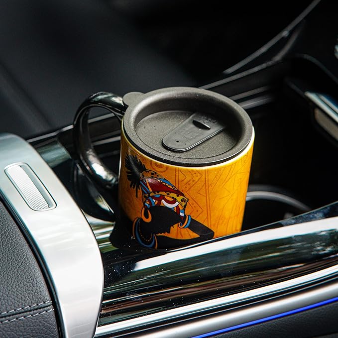 Topadorn Ceramic Mug Coffee Cup with Spill-Proof Lid Latte Mug for Home and Office with Gift Box,Girl