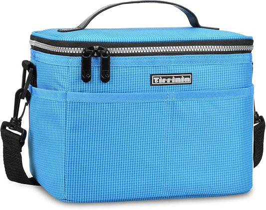 Tirrinia Insulated Lunch Bag for Women Men, Leakproof Lunch Box Containers for Adult, Work, School, Soft Lunchbox for Kids,Boys, Adult Cooler Bag for Picnic Hiking Beach, Blue Checkered