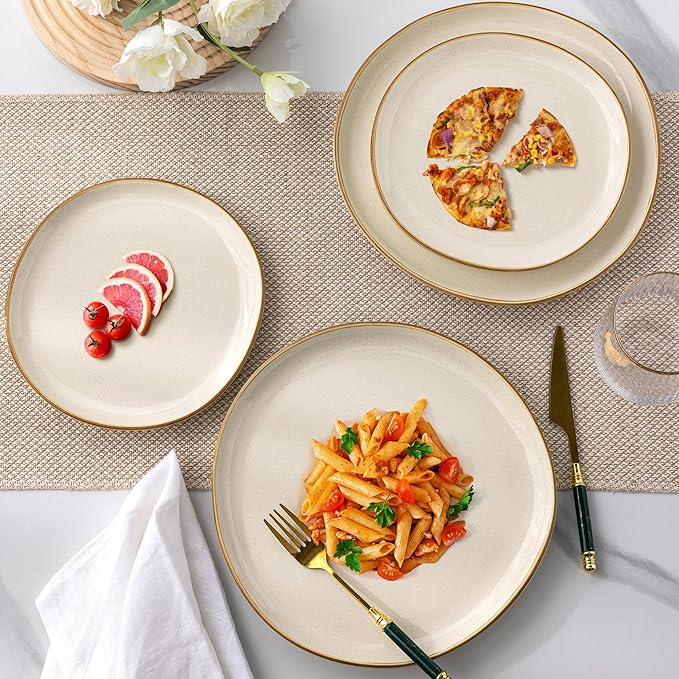 AmorArc Ceramic Dinnerware Sets,Handmade Reactive Glaze Stoneware Plates and Bowls Set,Highly Chip and Crack Resistant | Dishwasher & Microwave Safe Dishes Set,Service for 6 (18pc)