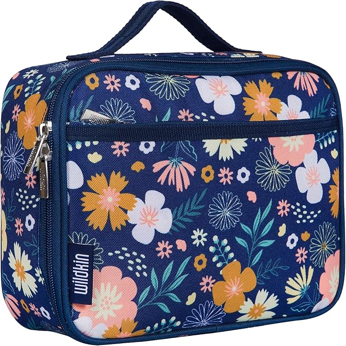 Wildkin Kids Insulated Lunch Box – Durable and Reusable for School & Travel - Wildflower Bloom