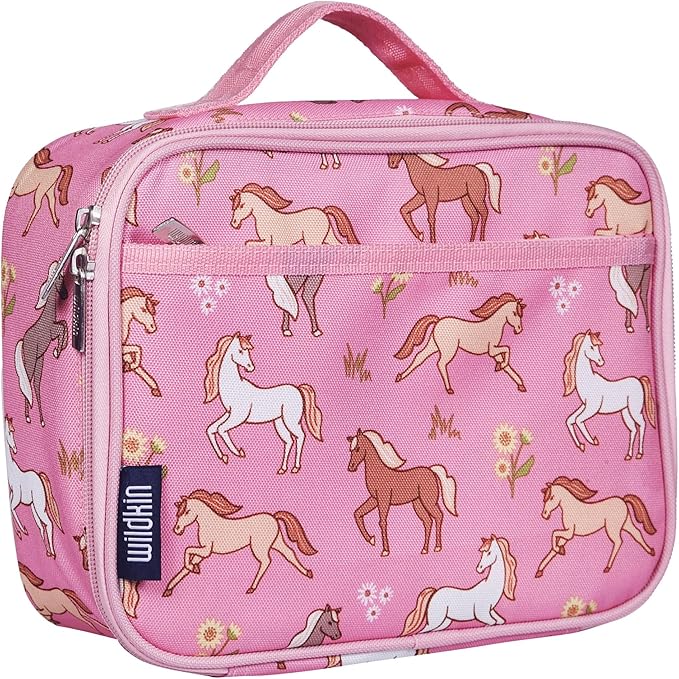 Wildkin Kids Insulated Lunch Box – Durable and Reusable for School & Travel - Wild Horses