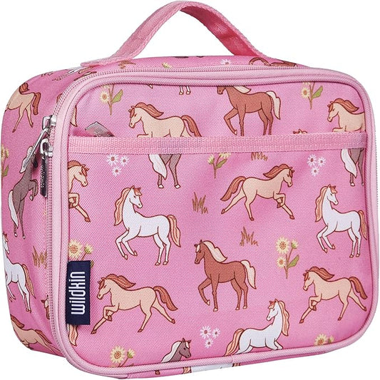 Wildkin Kids Insulated Lunch Box – Durable and Reusable for School & Travel - Wild Horses