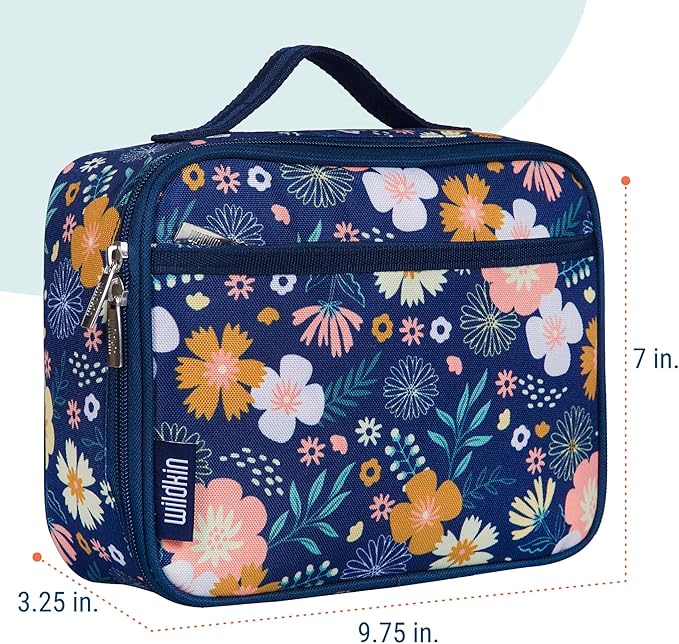 Wildkin Kids Insulated Lunch Box – Durable and Reusable for School & Travel - Wildflower Bloom