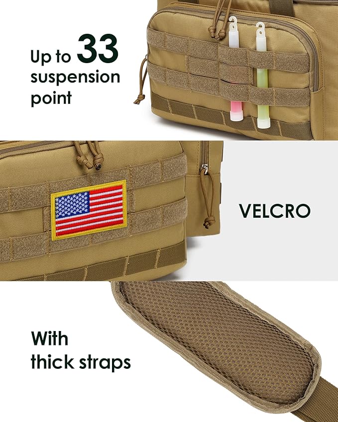 TACTICISM Lunch Box for Men - 20L Tactical Leakproof Insulated Lunch Bag Adult, Portable Soft Coolers with Detachable Molle Pouch for Camping Fishing Beach Picnic Work, Brown