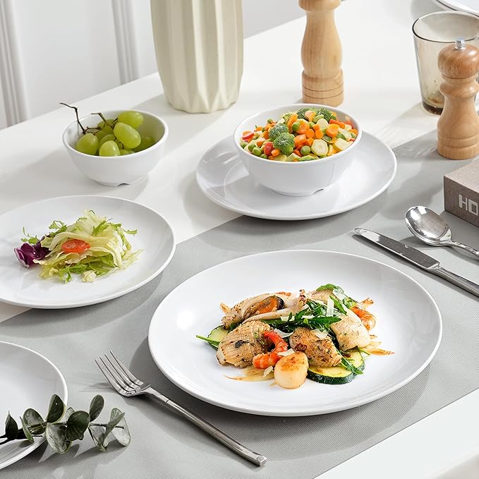 16Pcs Melamine Dinnerware Sets, Plates and Bowls Sets for 4, Lightweight and Unbreakable Dish Set for Camping, Picnic,RV, Dishwasher Safe,BPA Free