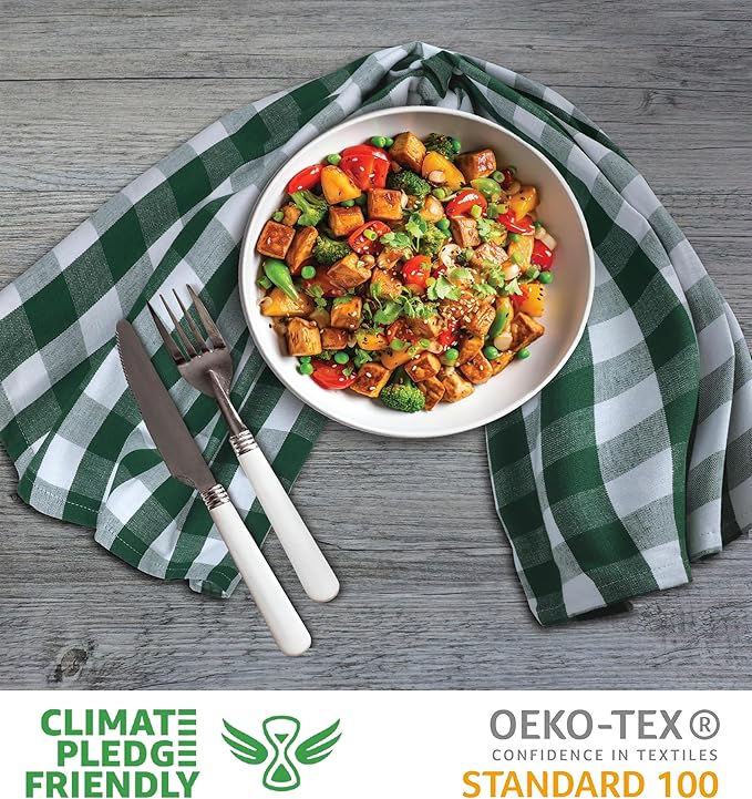 Urban Villa Kitchen Towels Set of 6 Buffalo Checks Hunter/White Kitchen Towels 20X30 Inches 100% Cotton Highly Absorbent Kitchen Towels Premium Quality Ultra Soft Mitered Corners Kitchen Towels