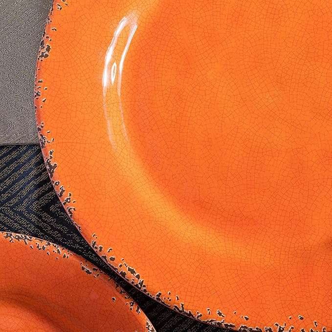 11" Melamine Dinner Plates, 6-piece dining Plate Set Unbreakable Dinnerware Plates for Indoor and Outdoor, Unbreakable Dishes Set of 6, Lightweight RV plates, Orange…