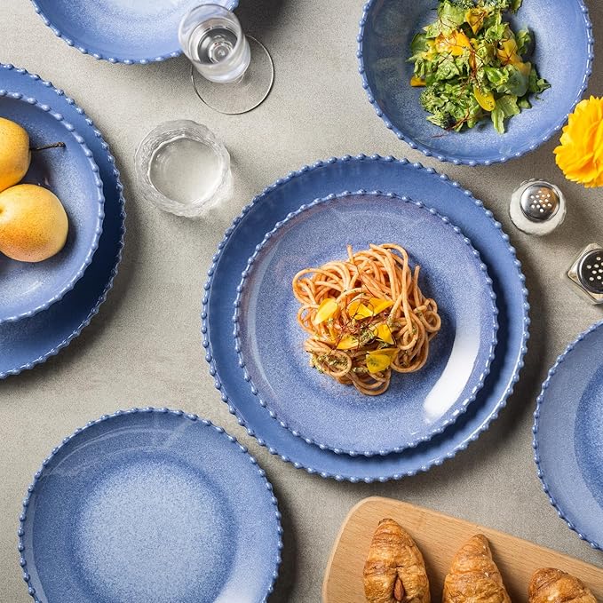 MissYIP 12 Piece Melamine Dinnerware Sets, Service for 4, Lightweight Unbreakable, BPA Free, Food Grade Plates Sets, Dishwasher Safe, Indoor and Outdoor Use