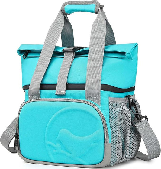 SUNNY BIRD Dual Compartment Lunch Bag Insulated Lunch Box for Women and Men (Aqua Blue 01)