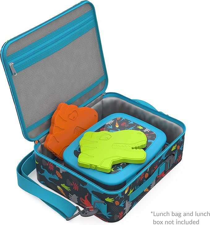 Bentgo Buddies Reusable Slim Ice Packs for Lunch Boxes, Lunch Bags, and Coolers - Multicolored 4-Pack (Dinosaur)