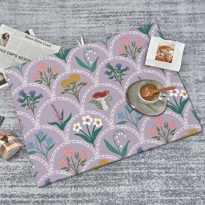 Vintage Flowers Dish Drying Mat 18x24 Inch, Microfiber Absorbent Fast Dry Mat Mushroom Floral Large Dish Mat Drying Kitchen Mat, Kitchen Drying Pad for Kitchen Counter Coffee Bar Decor Gifts