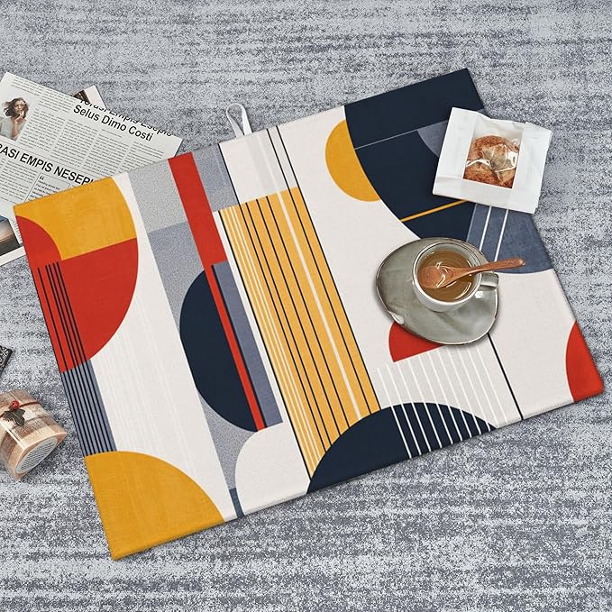 Boho Geometry Dish Drying Mat for Kitchen Counter Microfiber Super Absorbent Non-Slip Dish Drying Pad for Countertops Dishes Utensils Stylish Quick-Dry Machine Washable 18x24 Inch