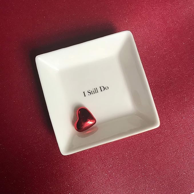 Simply Charmed I Still Do Gift for Wife or Husband – Aniversary Gift - Ceramic Jewelry Dish or Ring Holder – Elegant Trinket Tray