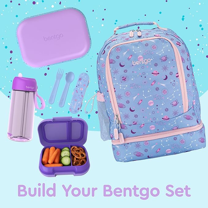 Bentgo Chill Kids Leak-Proof Lunch Box - 4-Compartment Bento Box with Built-In Ice Pack, 3.3 Cup Capacity, PFAS & BPA-Free, Microwave & Dishwasher Safe, Ideal Size for Ages 3 to 7 (Vivid Orchid)