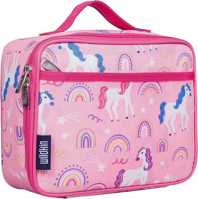 Wildkin Kids Insulated Lunch Box – Durable and Reusable for School & Travel - Rainbow Unicorn