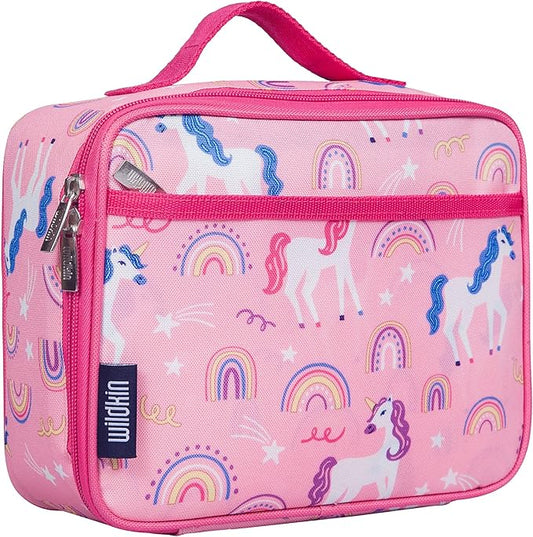Wildkin Kids Insulated Lunch Box – Durable and Reusable for School & Travel - Rainbow Unicorn
