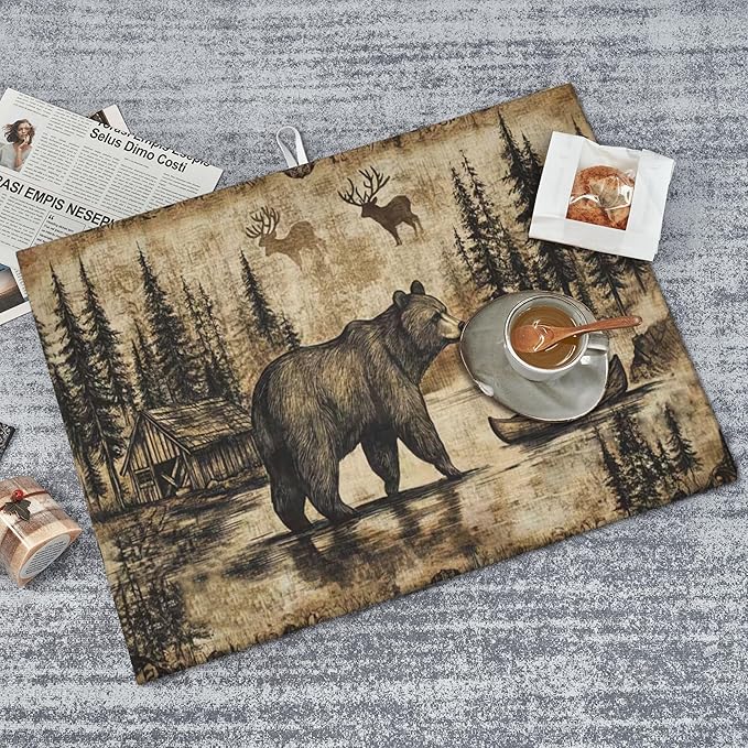 Carbine Bear Dish Drying Mat for Kitchen Counter Microfiber Super Absorbent Non-Slip Dish Drying Pad for Countertops Dishes Utensils Stylish Quick-Dry Machine Washable 18x24 Inch