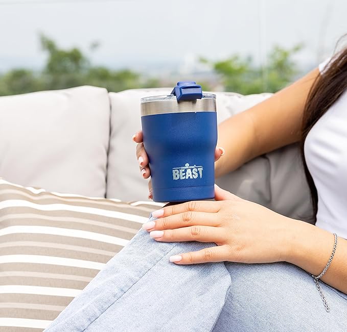 Beast 10 oz Tumbler Stainless Steel Vacuum Insulated Coffee Ice Cup Double Wall Travel Flask (Royal Blue)