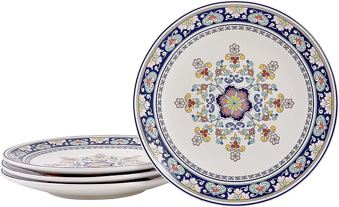 Bico Mandala Kaleidoscope Dinner Plates Set of 4, 11 Inch Large Ceramic Plates for Pasta, Steak, Stylish Serving Dishes, Microwave and Dishwasher Safe, Gift for Housewarming and Thanksgiving
