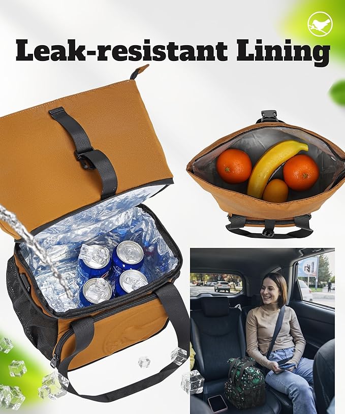 SUNNY BIRD Dual Compartment Lunch Bag Insulated Lunch Box for Women and Men (Brown)