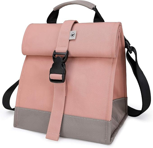 SUNNY BIRD Insulated Lunch Bag Pink Lunch Box Small Cooler Bag for Women, Girls, Adults and Teens (Pink)