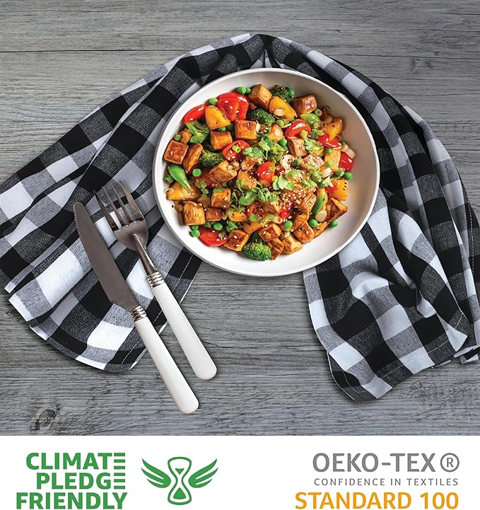 Urban Villa Kitchen Towels Set of 6 Buffalo Checks Black/White Kitchen Towels 20X30 Inches 100% Cotton Highly Absorbent Kitchen Towels Premium Quality Ultra Soft Mitered Corners KitchenTowels