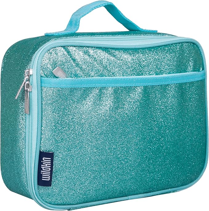 Wildkin Kids Insulated Lunch Box – Durable and Reusable for School & Travel - Blue Glitter