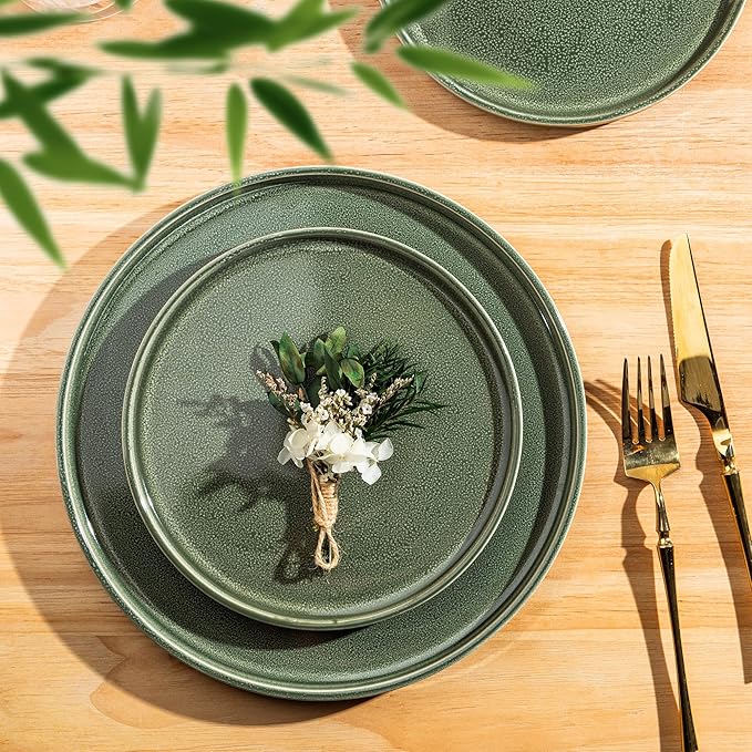 AmorArc Ceramic Dinnerware Sets, Handmade Reactive Glaze Stoneware Plates and Bowls Sets,Highly Chip and Crack Resistant | Dishwasher & Microwave Safe Dishes Set, Service for 6 (18pc)