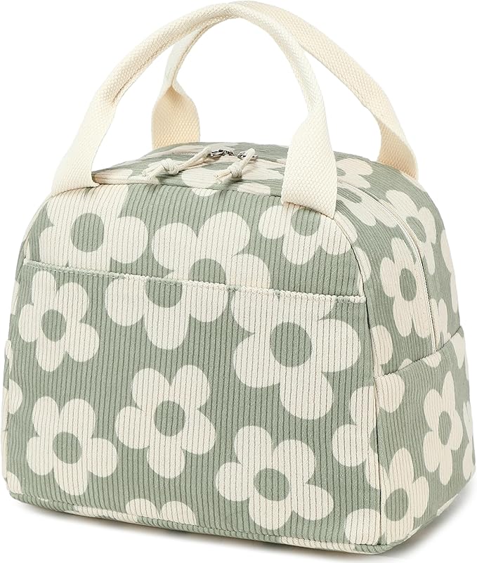 Bluboon Lunch Bag for Women Men Cute Corduroy Lunch Tote Bags Reusable Insulated Lunch Box Large Capacity Reusable Insulated Cooler for Work Picnic or Travel