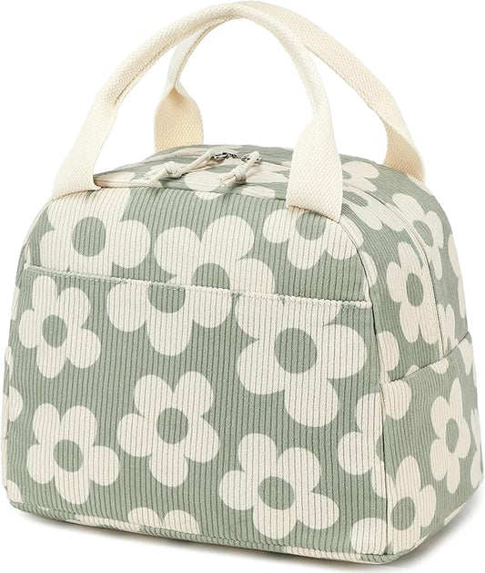 Bluboon Lunch Bag for Women Men Cute Corduroy Lunch Tote Bags Reusable Insulated Lunch Box Large Capacity Reusable Insulated Cooler for Work Picnic or Travel