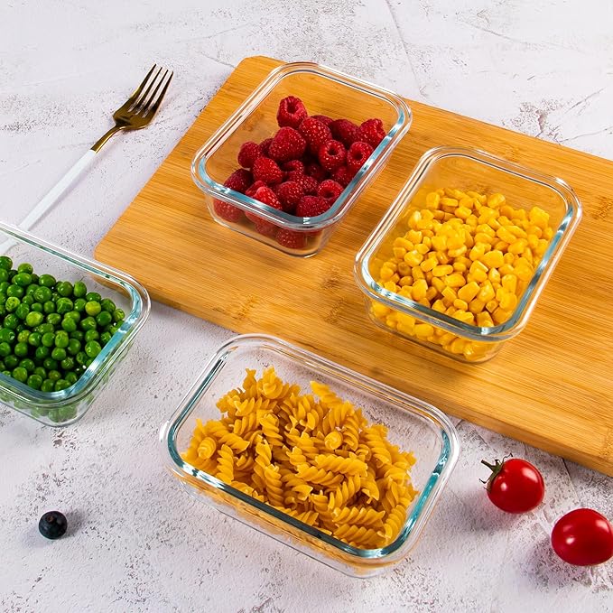 10 Pack Glass Food Storage Containers with Airtight Lids, Ideal for Meal Prep, Lunches - Microwave and Dishwasher Safe, Light Purple