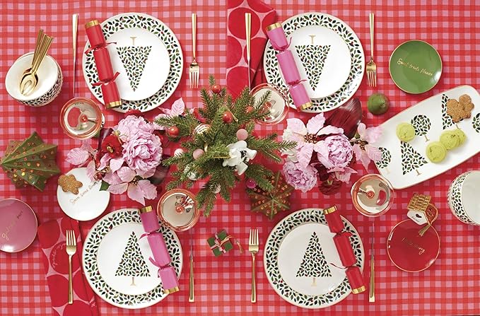 kate spade new york Evergreen 12-Piece Dinnerware Set, 12 Count, Ivory, Christmas, Holiday Hosting