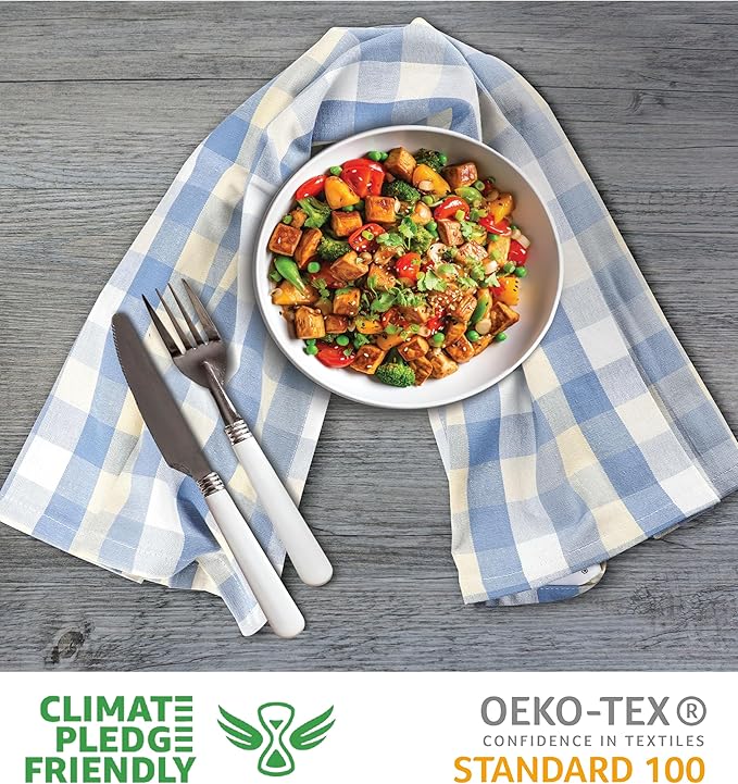 Urban Villa Kitchen Towels Set of 6 Blue Sand Buffalo Checks Kitchen Towels 20X30 Inches 100% Cotton Highly Absorbent Kitchen Towels Premium Quality Ultra Soft Mitered Corners KitchenTowels