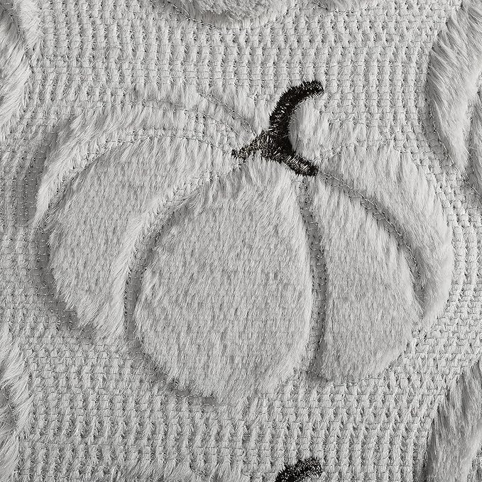 4TH Emotion Fall Pumpkins Decorative Pillow Covers 18x18 Set of 2, Gray Soft Plush Faux Fur Wool Farmhouse Throw Cushion Cases for Autumn Thanksgiving Holiday Home Decorations