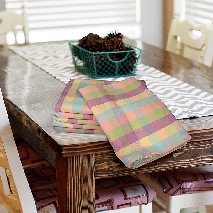 Urban Villa Kitchen Towels Set of 6 Buffalo Checks Easter Kitchen Towels Size 20”X30” Inches 100% Cotton Highly Absorbent KitchenTowels Premium Quality Ultra Soft Mitered Corners KitchenTowels