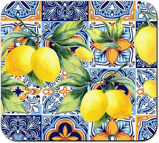 Rubber Dish Drying Mat for Kitchen Counter Large Lemon Washable Quick Home Coffee Pad Fit Under Sink,Bar,Utensils 16x18in