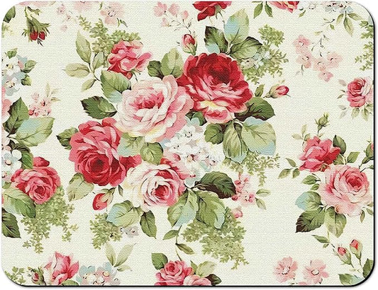 Rubber Dish Drying Mat for Kitchen Counter Large Red Roses Floral Washable Quick Home Coffee Pad Fit Under Sink,Bar,Utensils or Stemware (24x18in)