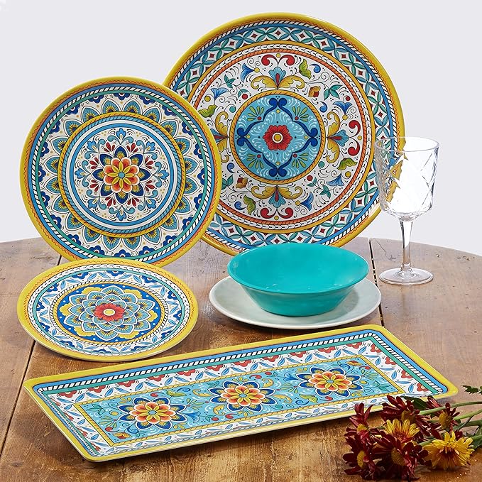 Certified International Portofino 11" Melamine Dinner Plate, Multi Colored, Large, Set of 6 (Pack of 2)